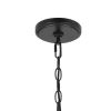Cylindrical Drum Pendant Chandelier with Lattice Design, Black and Brass