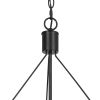 4 Bulb Round Metal Body Chandelier with Hanging Crystal Accents, Black