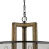 60 X 6 Wooden Chandelier with Round Metal Mesh Shade, Black and Brown