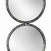 48 Inch 4 Stacked Round Mirrored Wall Decor, Antique Silver