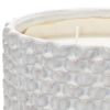 8 Inch Textured Ceramic Scented Pot Candle with Legs, White and Beige