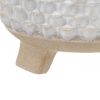 8 Inch Textured Ceramic Scented Pot Candle with Legs, White and Beige