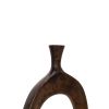 25 Inch Cut Out Metal Vase with Narrow Neck and Mouth, Dark Bronze