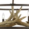 6 Bulb Metal Frame Chandelier with Resin Antler Design,Dark Bronze and Gold