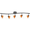 5 Light 120V Metal Track Light Fixture with Glass Shade, Black and Orange