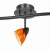5 Light 120V Metal Track Light Fixture with Glass Shade, Black and Orange