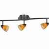 5 Light Glass Shade 120V Metal Track Light Fixture, Black and Yellow