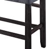 Rectangular Fabric Counter Height Bench with Padded Seat, Brown and Blue