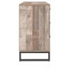 6 Drawer Wooden Dresser with Metal Legs, Washed Brown and Black
