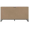 6 Drawer Wooden Dresser with Metal Legs, Washed Brown and Black