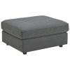 Fabric Oversized Accent Ottoman with Contrast Stitching, Dark Gray