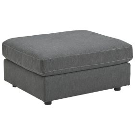 Fabric Oversized Accent Ottoman with Contrast Stitching, Dark Gray