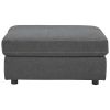 Fabric Oversized Accent Ottoman with Contrast Stitching, Dark Gray