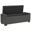 Fabric Tufted Seat Storage Bench with Block Feet, Dark Gray