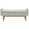 Tufted Fabric Storage Bench with Low Profile Elevated Arms, Light Gray