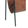 Marble Top Accent Table with Faux Leather Swing Holder, White and Brown