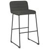 40 Inch Channel Stitched Low Fabric Barstool with Sled Base, Set of 2, Gray
