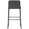 40 Inch Channel Stitched Low Fabric Barstool with Sled Base, Set of 2, Gray