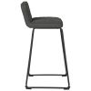 40 Inch Channel Stitched Low Fabric Barstool with Sled Base, Set of 2, Gray