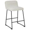 Channel Stitched Low Back Fabric Barstool with Sled Base, Set of 2, White