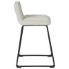 Channel Stitched Low Back Fabric Barstool with Sled Base, Set of 2, White