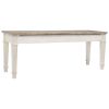 Rectangular Wooden Bench with Under seat Storage, Antique White and Brown