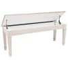 Rectangular Wooden Bench with Under seat Storage, Antique White and Brown