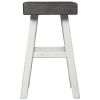 25 Inch Wooden Saddle Stool with Angular Legs, Set of 2, Brown and White