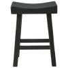 25 Inch Wooden Saddle Stool with Angular Legs, Set of 2, Black