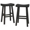 31 Inch Wooden Saddle Stool with Angular Legs, Set of 2, Black