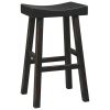 31 Inch Wooden Saddle Stool with Angular Legs, Set of 2, Black