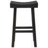 31 Inch Wooden Saddle Stool with Angular Legs, Set of 2, Black