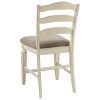 Fabric Upholstered Barstool with Ladder Back, Set of 2, White and Brown