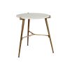 Round Marble Top  Accent Table with Angled Metal Legs, Gold and White