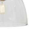 Glass Dome Pendant Light with Wood Finial Crown Top, Brown and Clear