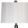 Pot Bellied Ceramic Table Lamp with Brushed Details,Set of 2,Gray and White