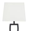 Criss Cross Metal Table Lamp with Fabric Shade, Set of 2, Gray and White