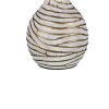 Pot Bellied Metal Table Lamp with Textured Golden Embellishment, White