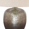 Bellied metal Body Table Lamp with Splotched Details, Brass and Cream