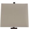 Glass and Metal Base Table Lamp with Square Shade, Set of 2, Clear and Gray