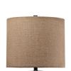 Glass Table Lamp with Fabric Drum Shade, Gold and Beige