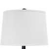 Smoky Glass Frame Table Lamp with Fabric Shade, Light Gray and Clear