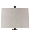 Glass and Metal Frame Table Lamp with Fabric Shade, Gray and Black