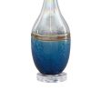 Vase Shape Frame Table Lamp with Fabric Shade, Set of 2, Beige and Blue