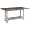 Flip Top Wooden Sofa Table with Open Bottom Shelf, Brown and Antique White