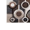 Machine Woven Fabric Rug with Circular Pattern, Large, Brown and Cream