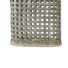 Metal Table Lamp with Lattice Design Body and Hardback Shade,Gray and Beige