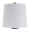 Vase Shape Resin Table Lamp with Fabric Shade, Set of 2, Gray and White