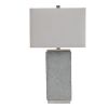 Resin Table Lamp with Faux Concrete Finish and Hardback Shade,Set of 2,Gray