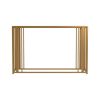 Glass Top Sofa Table with Metal Tubular Base, Brass